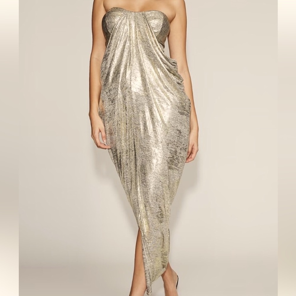 NWT NY&C Gabrielle Union Gold Strapless Dress | Size XXSmall Petite